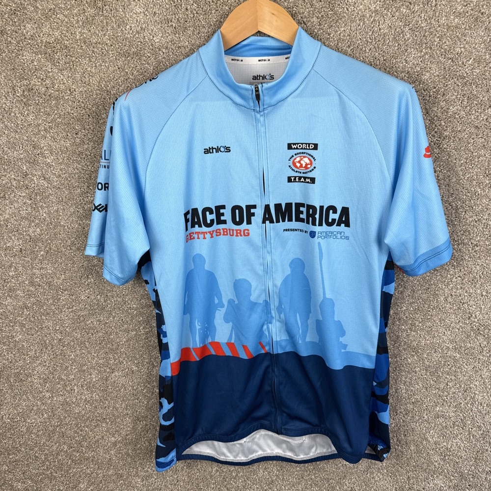 ATHLOS‎ Cycling Jersey Men's Size XL Full Zip  Face Of America Gettysburg